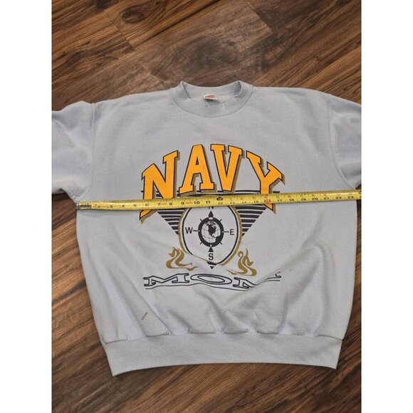 Vtg 80s 90s United States Navy Mom Crewneck Sweatshirt Size L Military Flaws - Picture 3 of 9